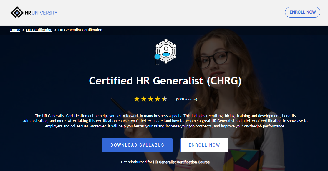 Certified HR Generalist (CHRG), an HR certifications for beginners landing page