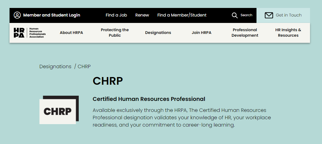 Certified Human Resources Professional (CHRP), an HR certification for beginners