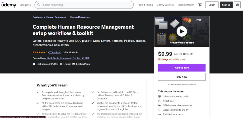 Page course screenshot of Complete HR Management Setup Workflow & Toolkit