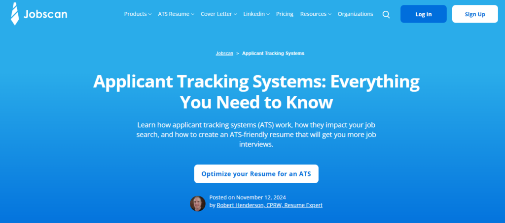Applicant Tracking Systems landing page