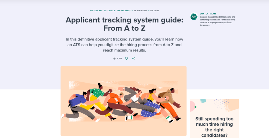 A screenshot of the Applicant tracking system guide landing page