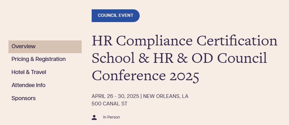 CUNA HR & Organizational Development Council Conference page screenshot