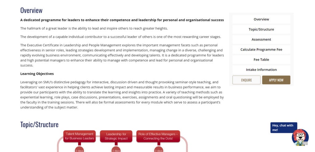 Executive Certificate in Leadership and People Management landing page screenshot