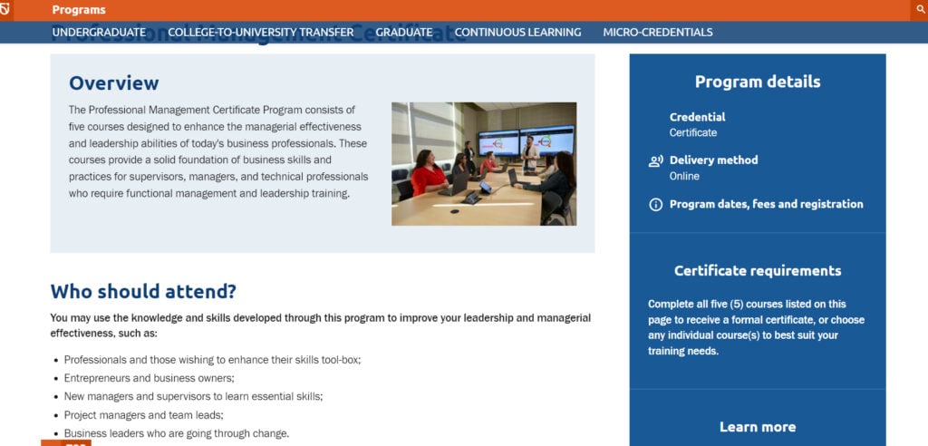 Great Manager Certification Program page screenshot