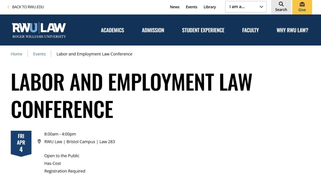 Overview of Labor and Employment Law Conference landing page