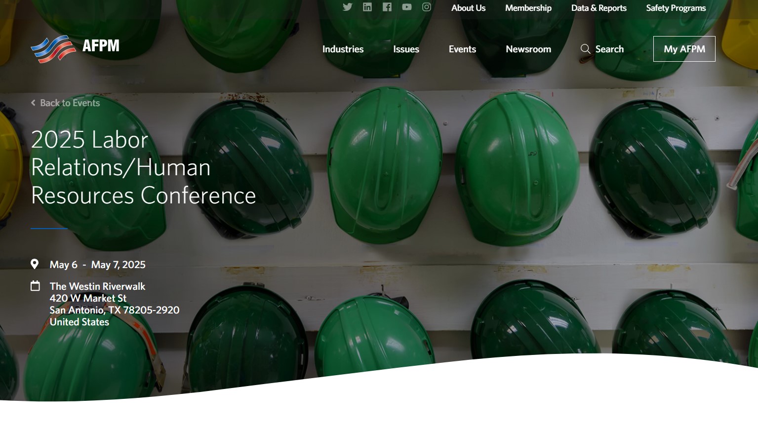 AFPM Labor Relations and Human Resources Conference website screenshot