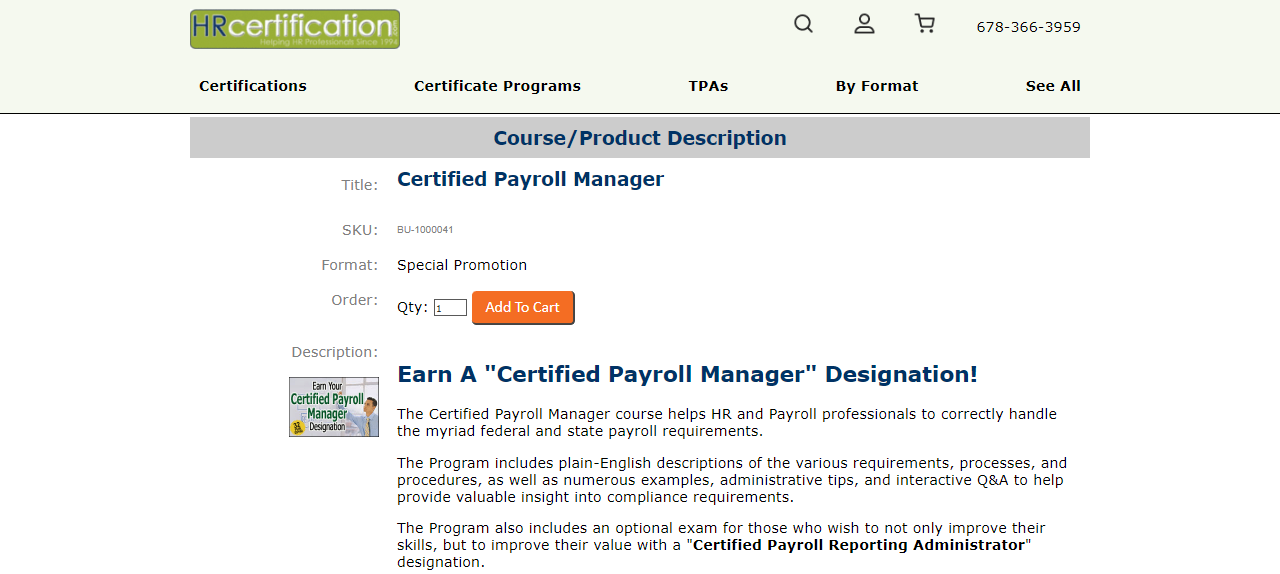 Certified Payroll Manager landing page