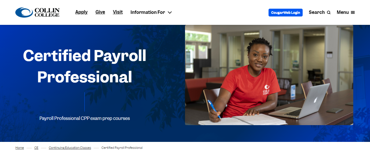 Certified Payroll Professional landing page