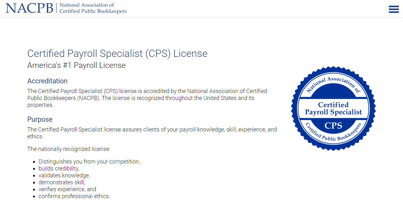 Certified Payroll Specialist (CPS) overview