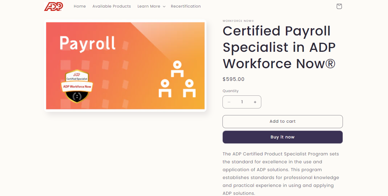Certified Payroll Specialist landing page