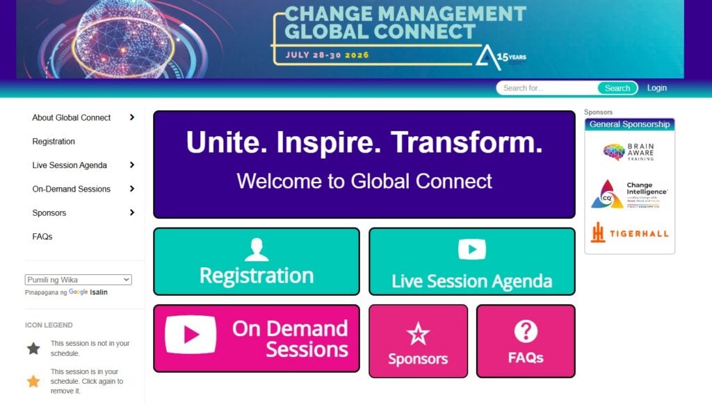 Landing page for the Change Management Global Connect 2026