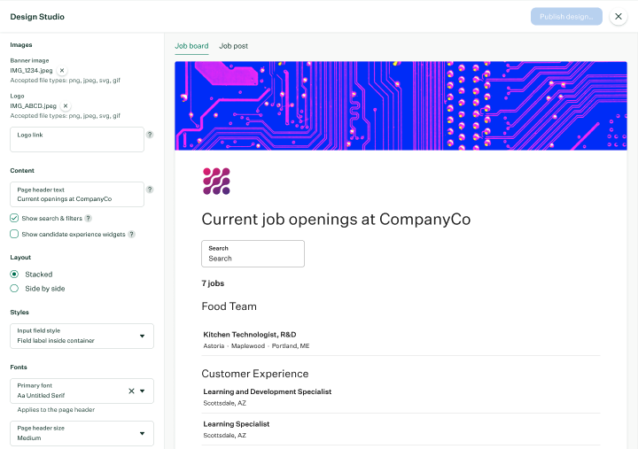 Greenhouse's new customizable jobs board.