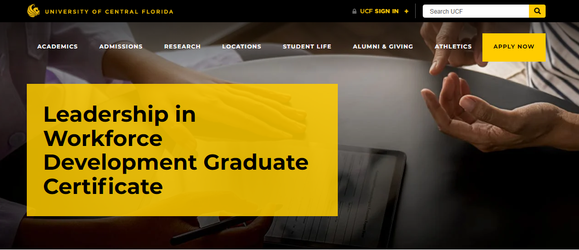 Leadership in Workforce Development Graduate Certificate web landing page