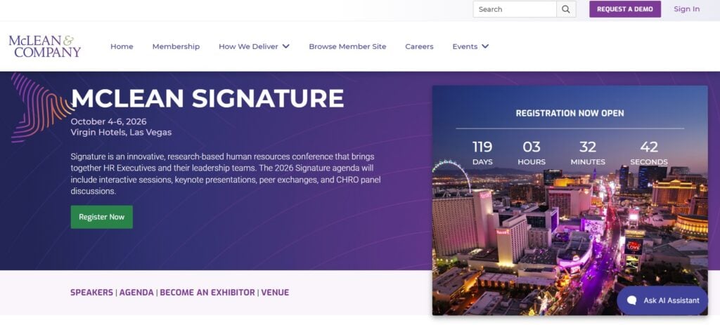 Homepage for the McLean Signature 2026 conference