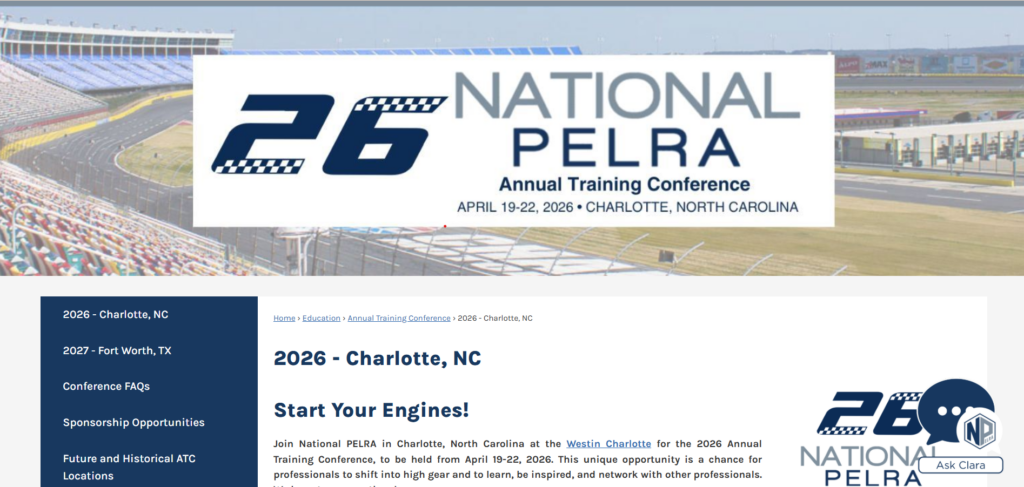 The NPELRA Annual Training Course landing page