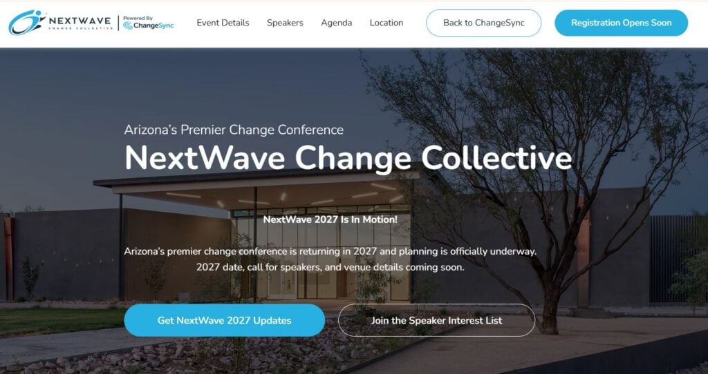 Landing page for the NextWave Change Collective 2027