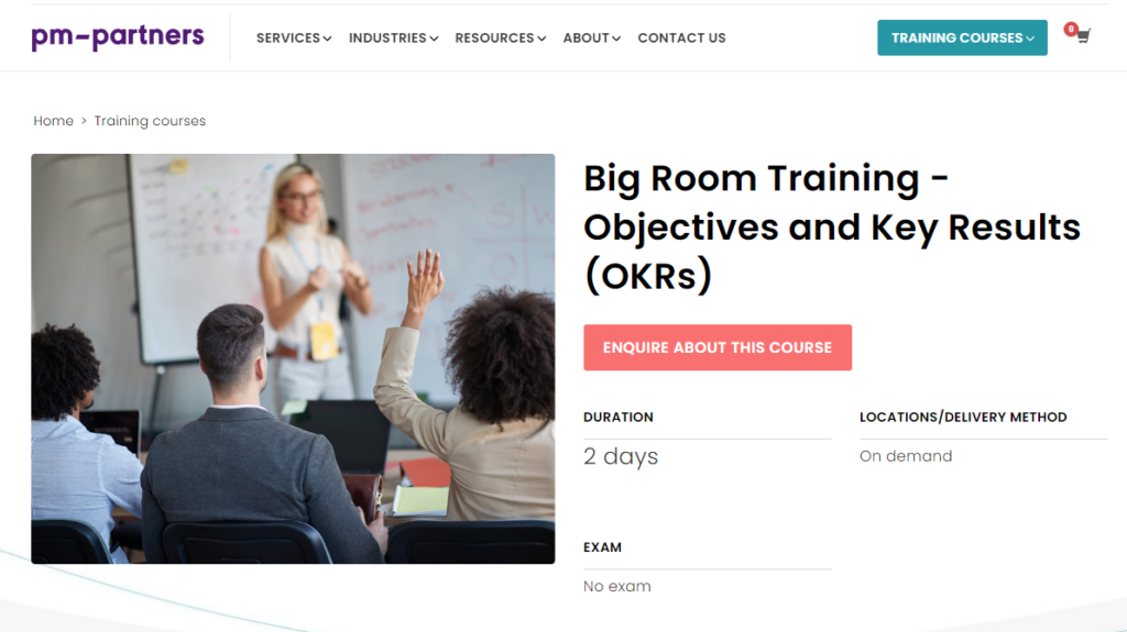 Big Room Training - Objectives and Key Results course screenshot