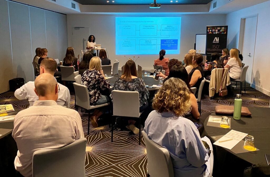Audience listening to insights shared at the Workplace Relations conference