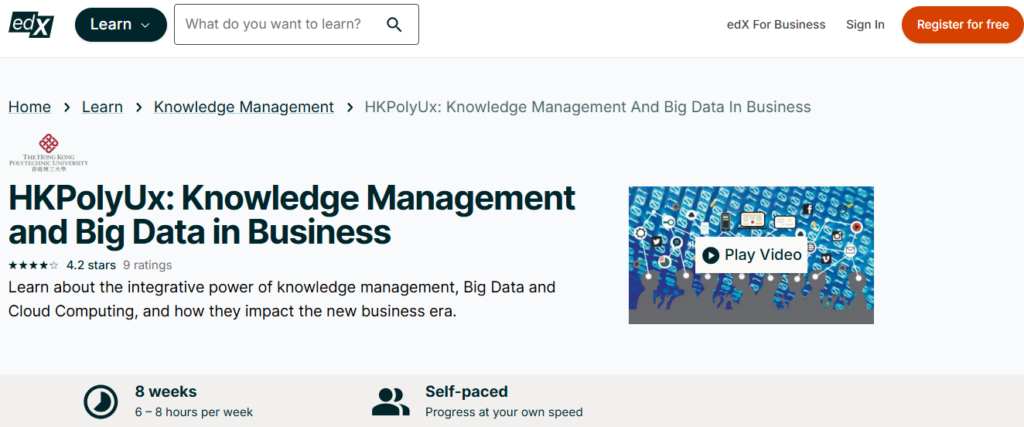 The HKPolyUx: Knowledge Management and Big Data in Business landing page