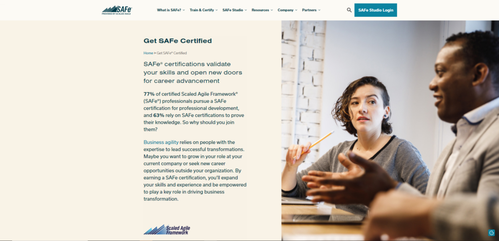 SAFe Certification landing page