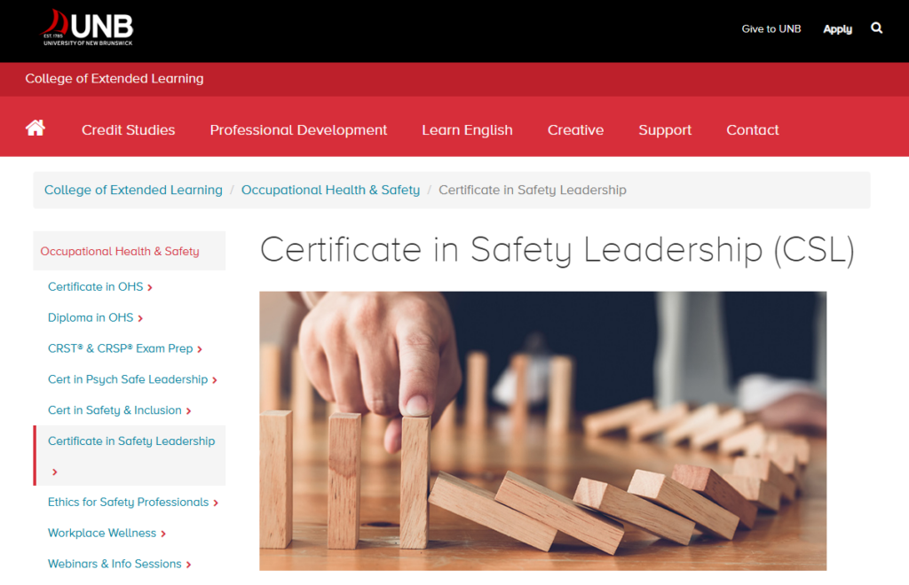 The snapshot of Certificate in Safety Leadership (CSL)
