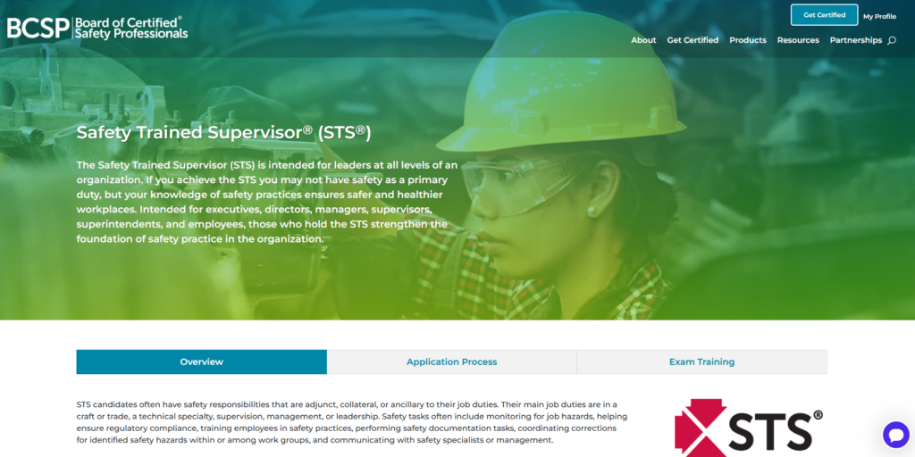 The screenshot of Safety Trained Supervisor (STS) certification for clients