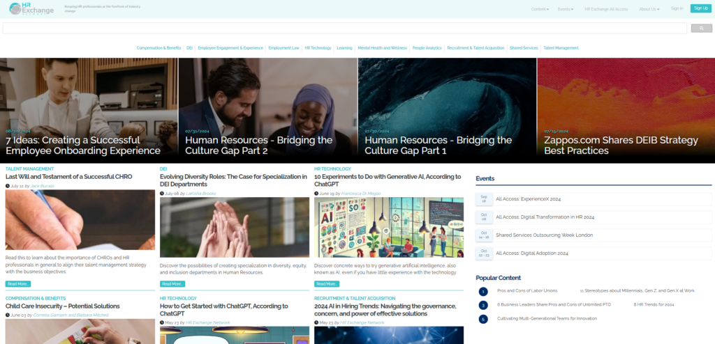 HR Exchange Network website