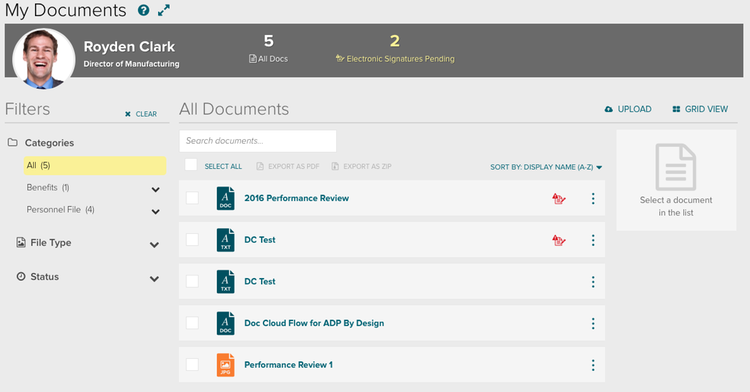ADP Workforce Now secure document cloud