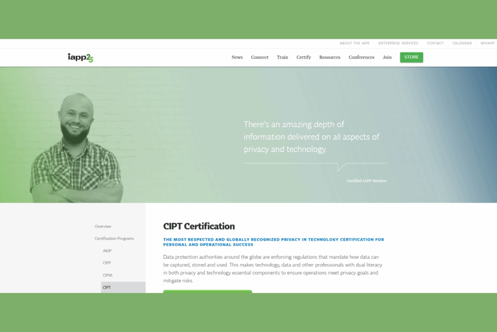 Certified Information Privacy Technologist certification page screenshot
