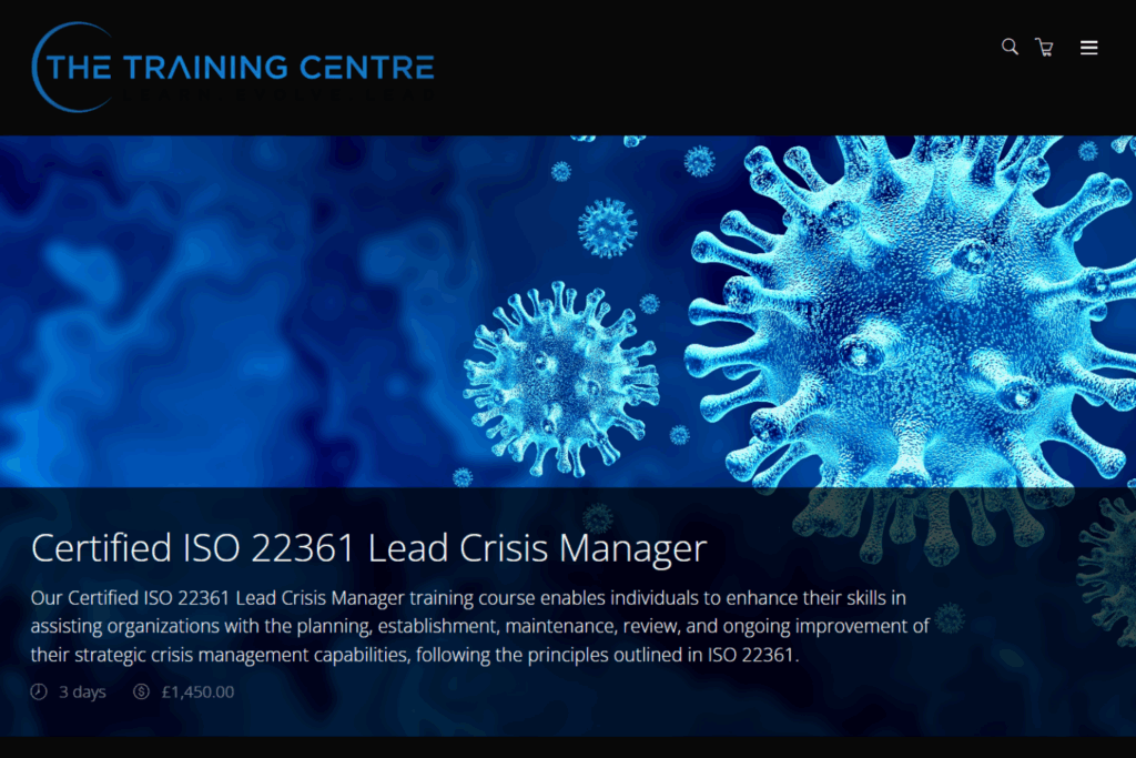 Screenshot of the Certified Crisis Manager landing page