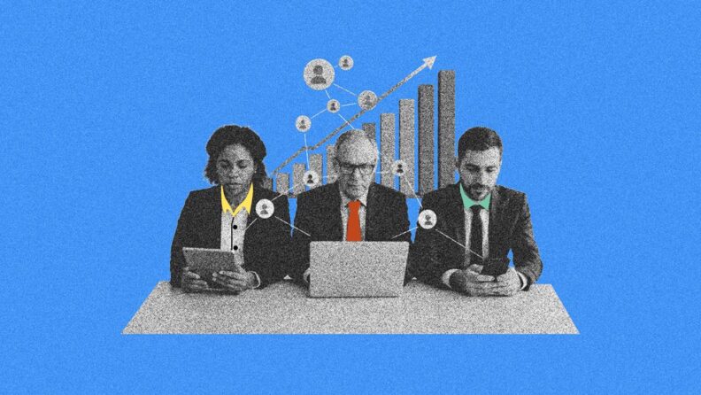 Employees collaborate through technology to create a EX as a product theme.