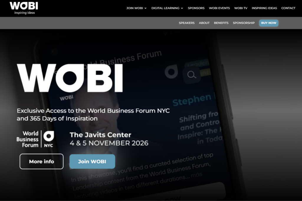 Screenshot of the World Business Forum 2026 landing page