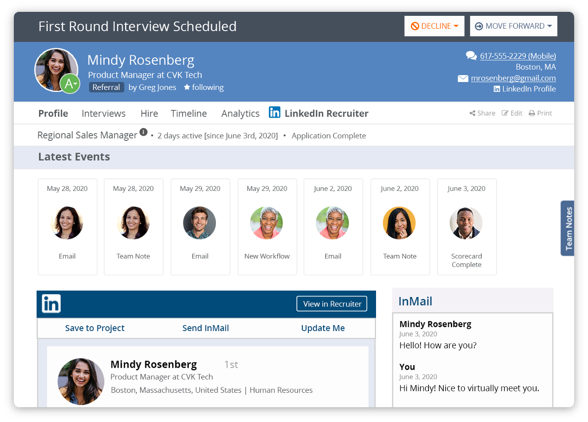 Review of ClearCompany's applicant tracking system feature screenshot.