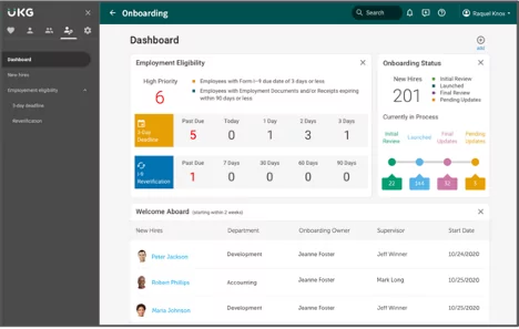 UKG Pro dashboard screenshot