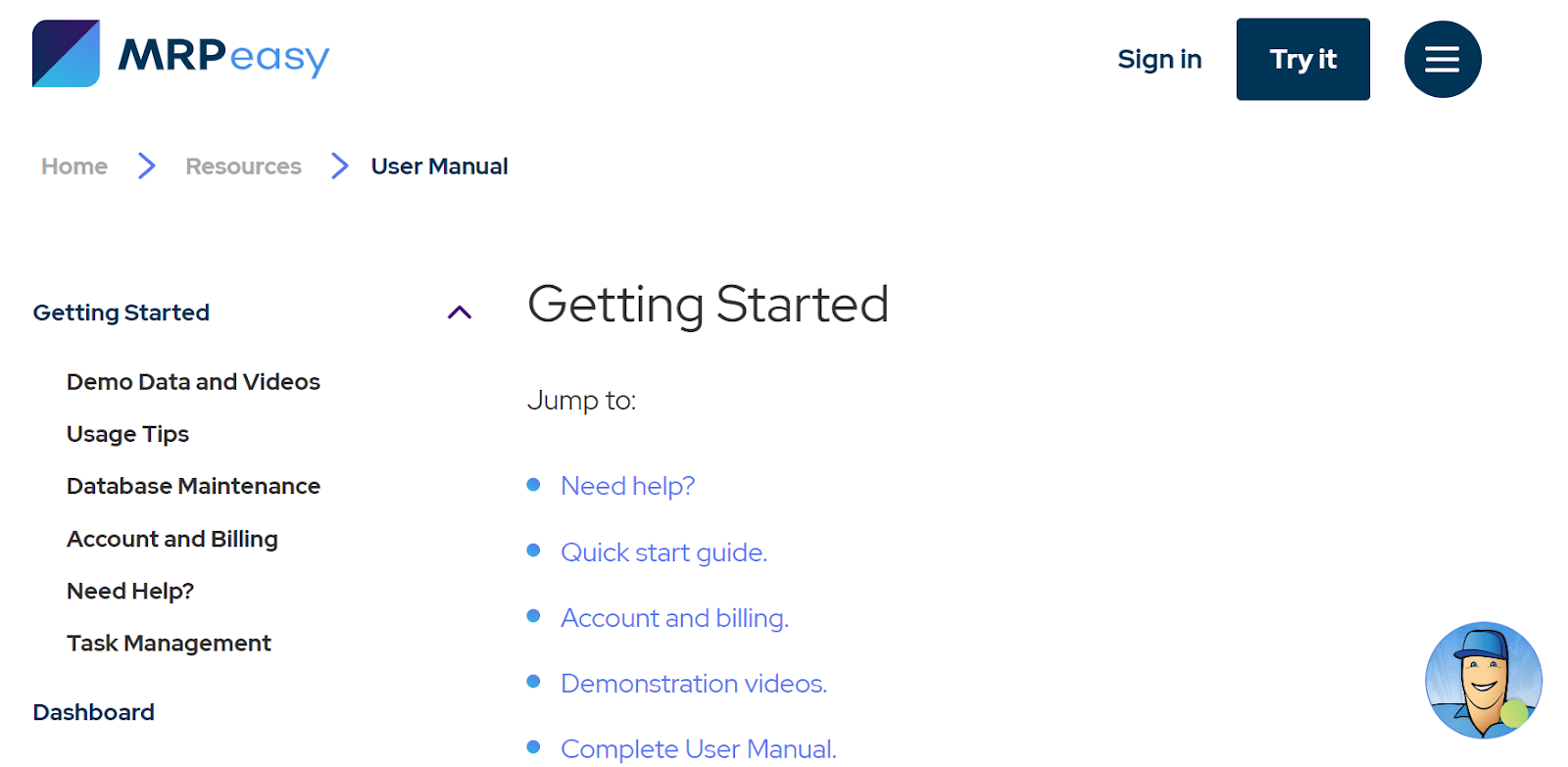 MRPeasy user manual screenshot