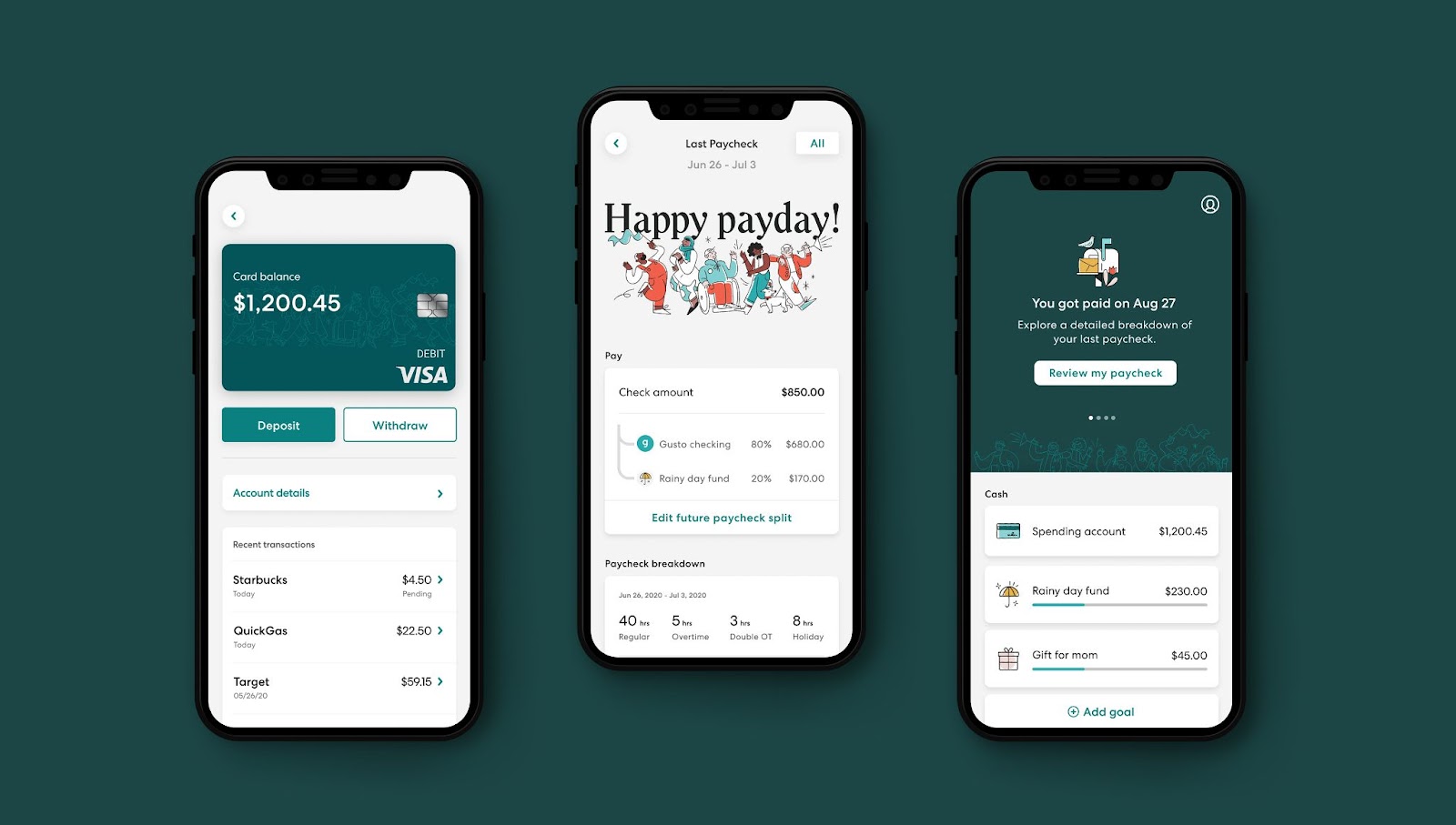 Gusto wallet features