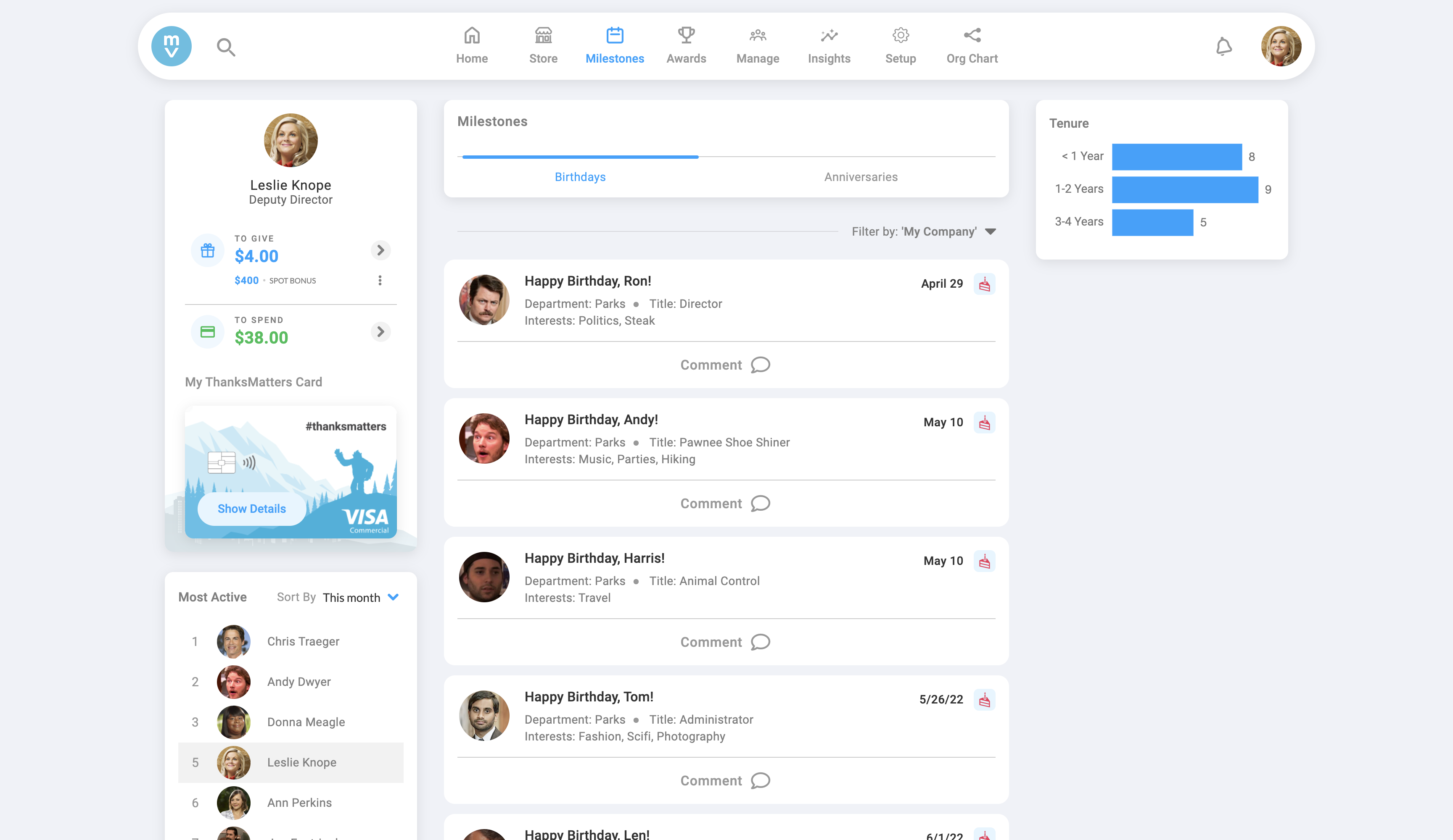 Review of Motivosity's milestone feature screenshot.