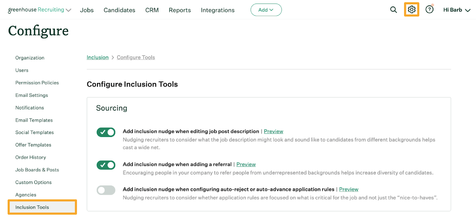 Greenhouse offers customizable workflows