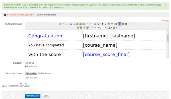 docebo certificate template screenshot