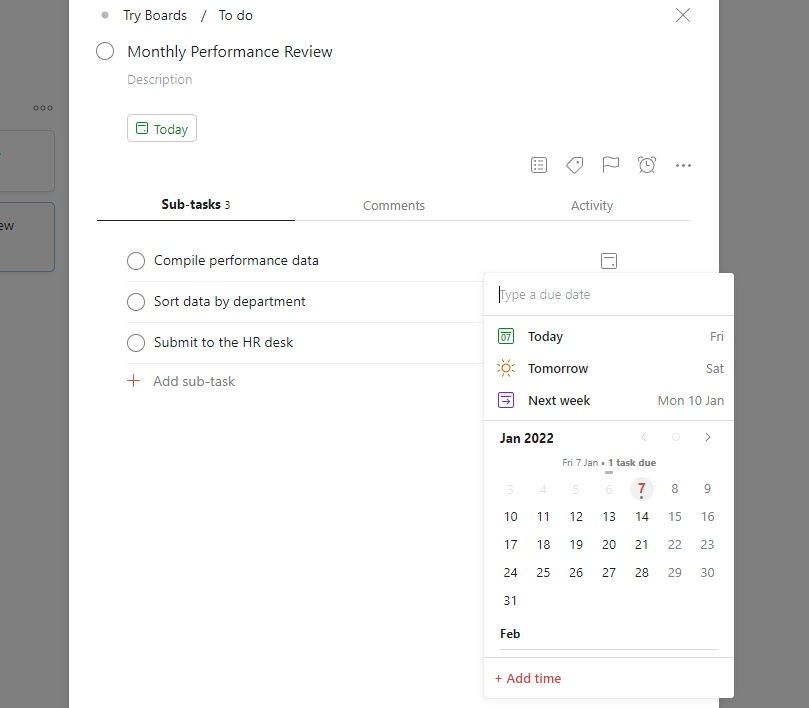 Screenshot of todoist Planning and Scheduling