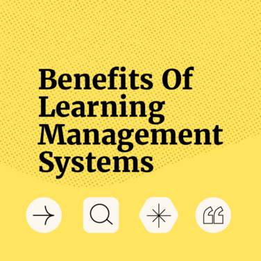Benefits of learning management systems text on yellow background