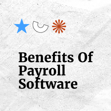 Benefits of payroll software text on white grid background