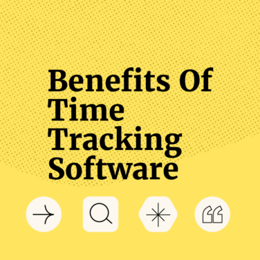 Benefits of time tracking software text on yellow background
