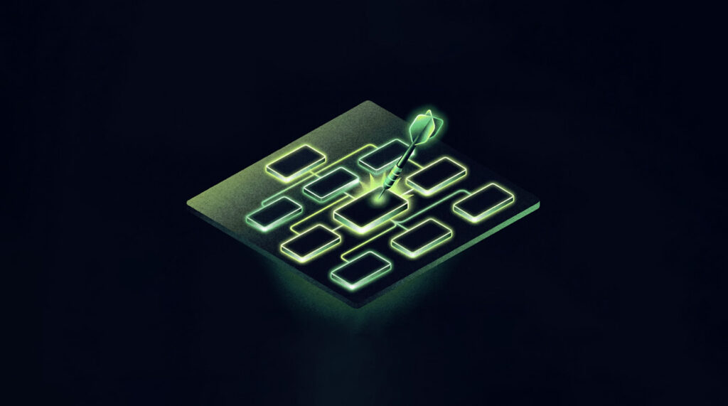 Throwing darts at an org chart graphic