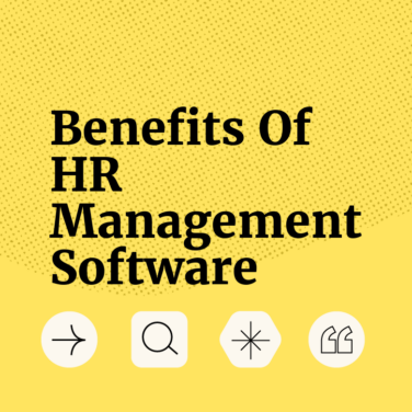 Benefits of hr management software text on yellow background