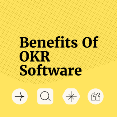 Benefits of okr software text on yellow background