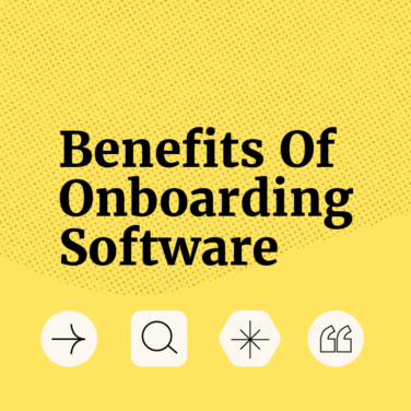 Benefits of onboarding software text on yellow background