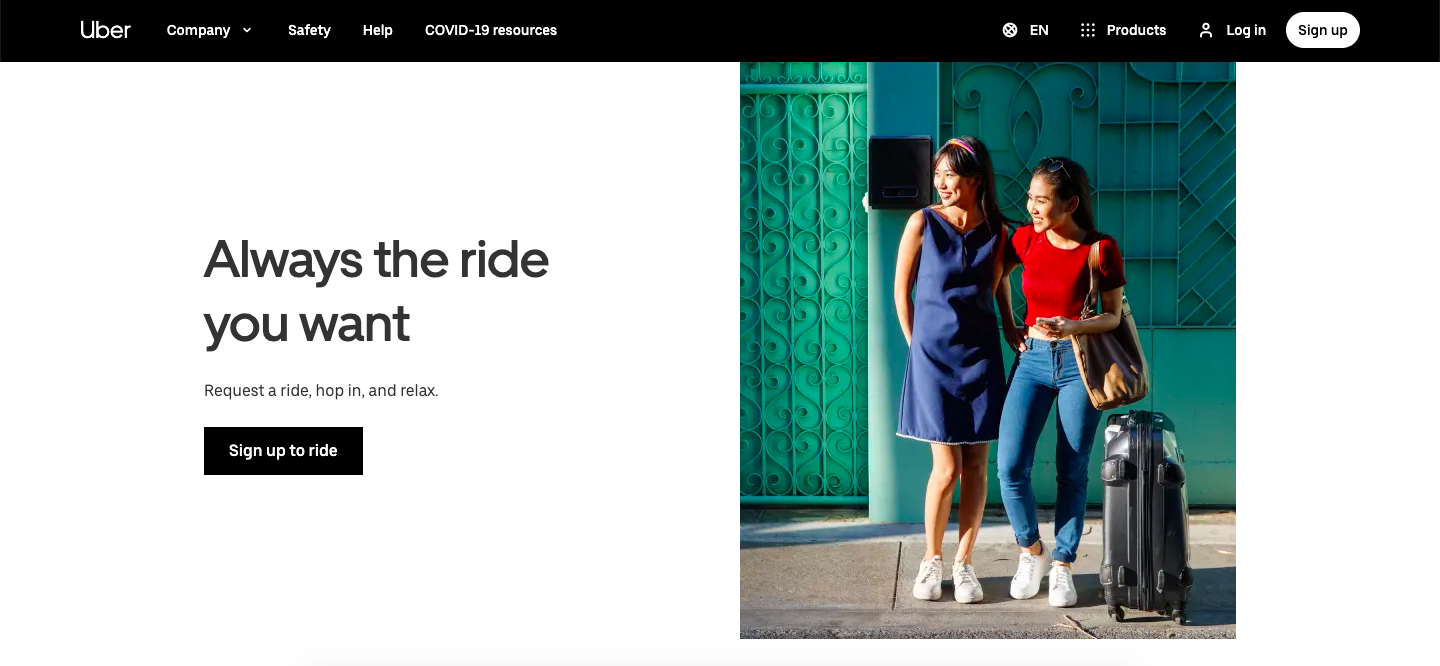 Screenshot of Uber Vision Statement