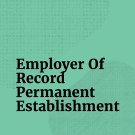 Employer of record permanent establishment text on teal background