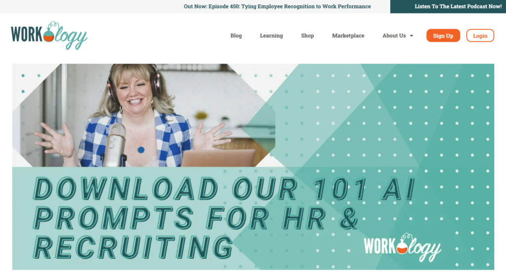 Workology-Seite mit KI-Prompts für HR und Recruiting